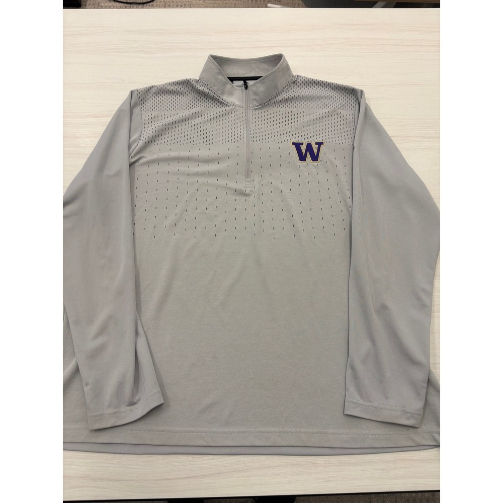 Adidas Washington Huskies 2XL Gray Quarter Zip Pullover Climalite NCAA Jacket‎
